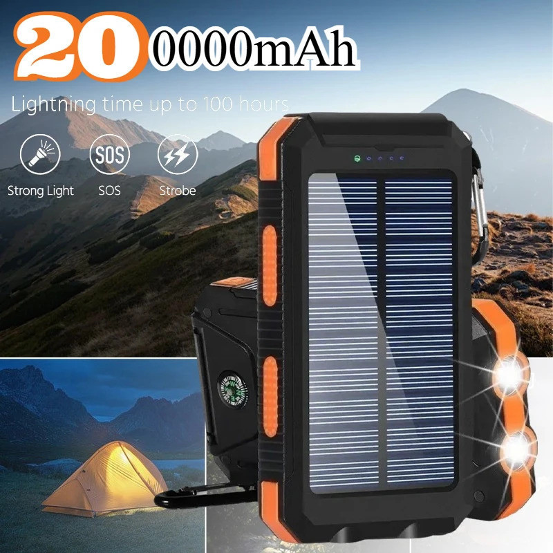 200000MAh ธนาคารพลังงานแสงอาทิตย์ความจุขนาดใหญ่ชาร์จเร็วเครื่องชาร์จแบบพกพาแบตเตอรี่ภายนอกสําหรับ IP