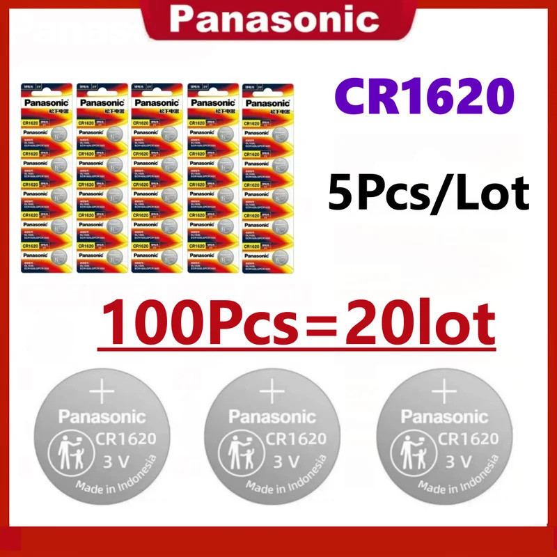 100pcs Original PANASONIC CR1620 CR 1620 3V แบตเตอรี่ลิเธียมสําหรับนาฬิกาเครื่องคิดเลขนาฬิการีโมทคอน