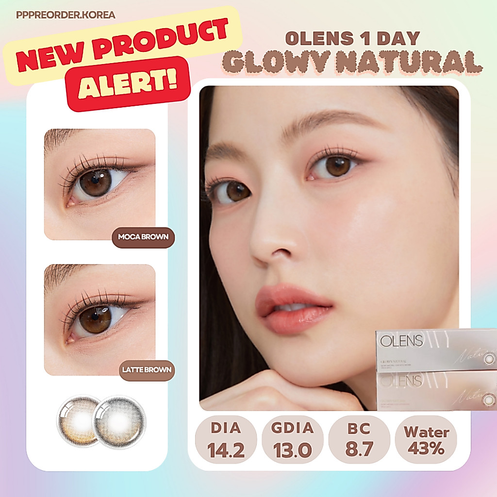 พร้อมส่ง 🦋  Olens Glowy natural 1day รายวัน 1 กล่อง 5 คู่ จากเกาหลี 🇰🇷
