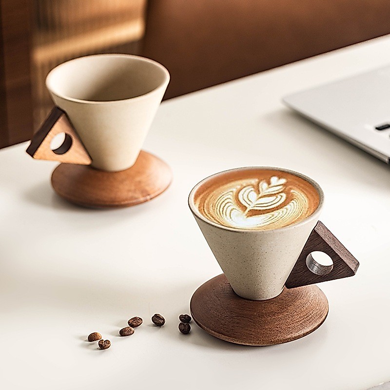 แก้วกาแฟหินสโตนแวร์สไตล์ย้อนยุค แก้วกาแฟลาเต้สไตล์อเมริกัน แก้วเซรามิก 250ml