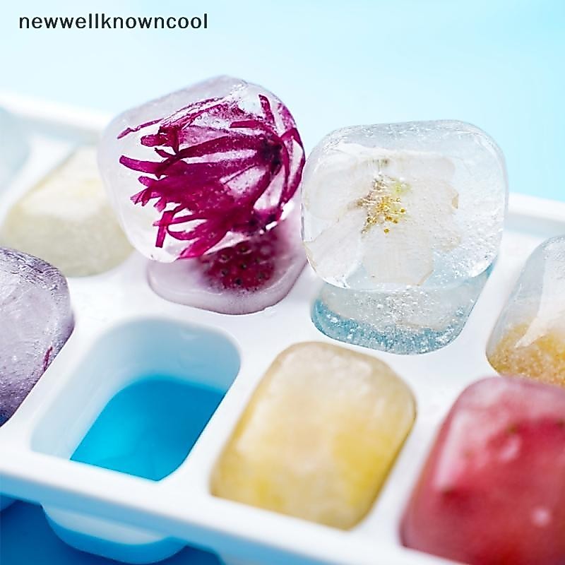 Newwellknowncool ถาดซิลิโคนพร้อมฝาปิด - ก้อนสี่เหลี่ยม 14 ก้อน ปล่อยง่ายสําหรับค็อกเทล AAD