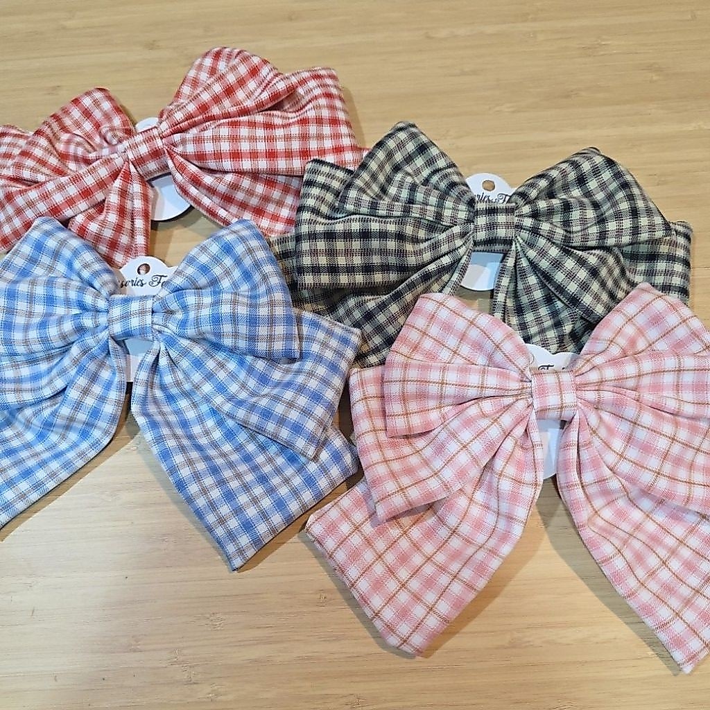 🎀กิ๊บโบว์ผ้าลายสก็อต🎀 3 ชั้น โดยประมาณ 8-9 นิ้ว [20-23 cm] ลุคคุณหนูคุณใจ น่ารักสุดๆ