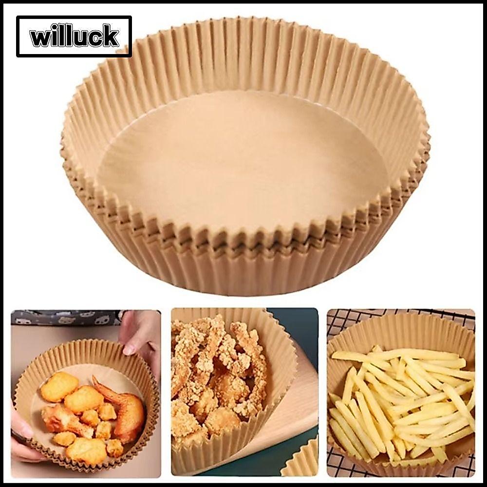 WILLUCK 20/50/100 ชิ้นกระดาษอบ, Non-Stick กันน้ํา Air Fryer กระดาษ,ทนทานน้ํามันทิ้ง Baking Liner สําหรับ Steamer มัฟฟิน Cupcake
