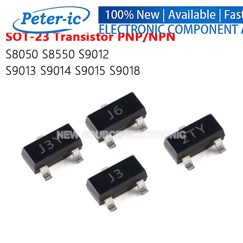 (20-100 ชิ้น) S8050 S8550 S9012 S9013 S9014 S9015 S9018 SOT-23 ทรานซิสเตอร์ PNP/NPN J3Y 2TY 2T