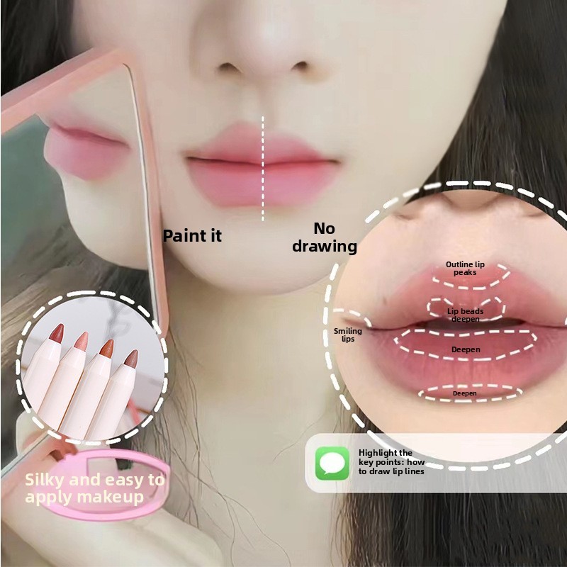 ปากกาเขียนขอบปาก สีเนื้อแมตต์ ลิปไลเนอร์อเนกประสงค์ ปากกาเขียนปากกา กันน้ำ ไม่หลุดลอก พร้อมกบเหลา