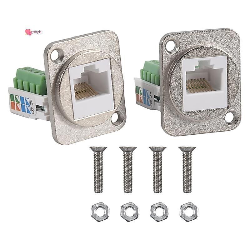 อะแดปเตอร์เทอร์มินัลเมาท์แผง RJ45 2 ชิ้น, RJ45, RJ45, RJ45/8P8C ตัวเมียแผง Mount Connector, RJ45 Sol