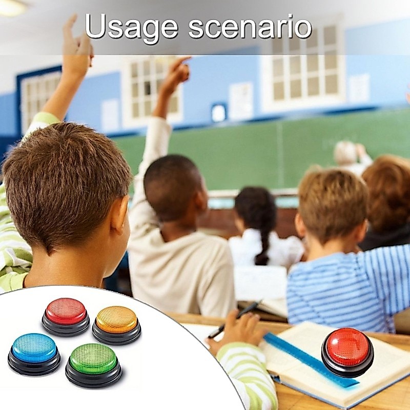 Stat 4 ชิ้นห้องเรียนคําตอบ Buzzers พร้อมเอฟเฟกต์แสงเสียงสําหรับเกมการเรียนรู้แบบโต้ตอบและห้องเรียน Q