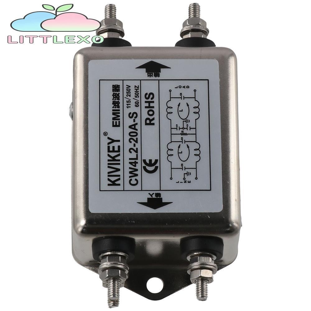 LITTLEX Power EMI Filter, 20A Single-Phase Noise Suppressor, แม่เหล็กไฟฟ้ารบกวนกรอง Termianl JREle AC 115/250V 50/60Hz Line-Conditioner Switch แหล่งจ่ายไฟ