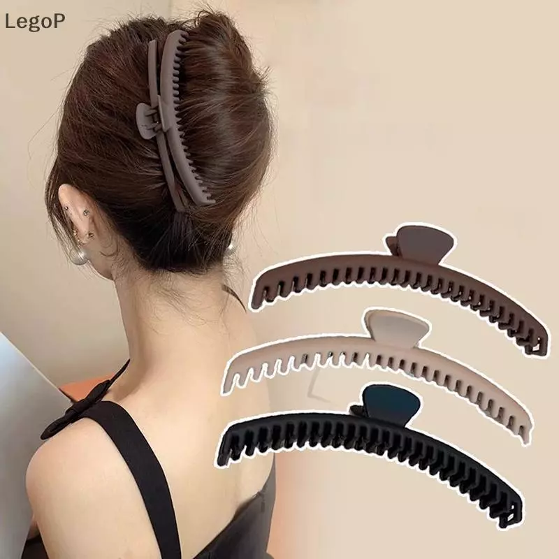 LegoP สีทึบ Matte Hair Claw คลิปที่สมบูรณ์แบบสําหรับ Thi และผมบางขนาดใหญ่พิเศษคู่แถวฟัน Barrettes สาว Strong คลิปลื่น (TH)