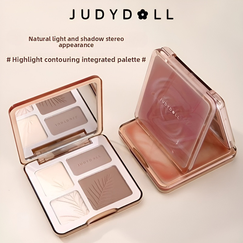 JudydoLL  ไฮไลท์แผ่นกระชับ เงา เงา เป็นธรรมชาติ สดใสขึ้น คอนซีลเลอร์ กระชับ แบบบูรณาการ