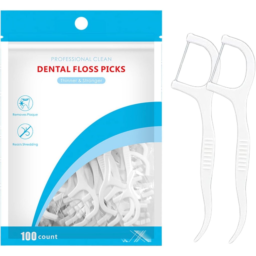 Kafeiya 100pcs Floss Picks,Dental Floss Picks Disposable Portable Floss Sticks,Toothpicks,Teeth Clea