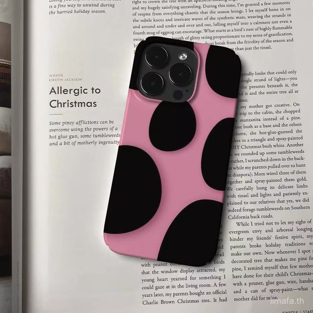 เคสโทรศัพท์เคสโทรศัพท์Minimalist ins Black Series Polka Dotหลุมขนาดใหญ่เหมาะสําหรับiPhone 14 15 16 p
