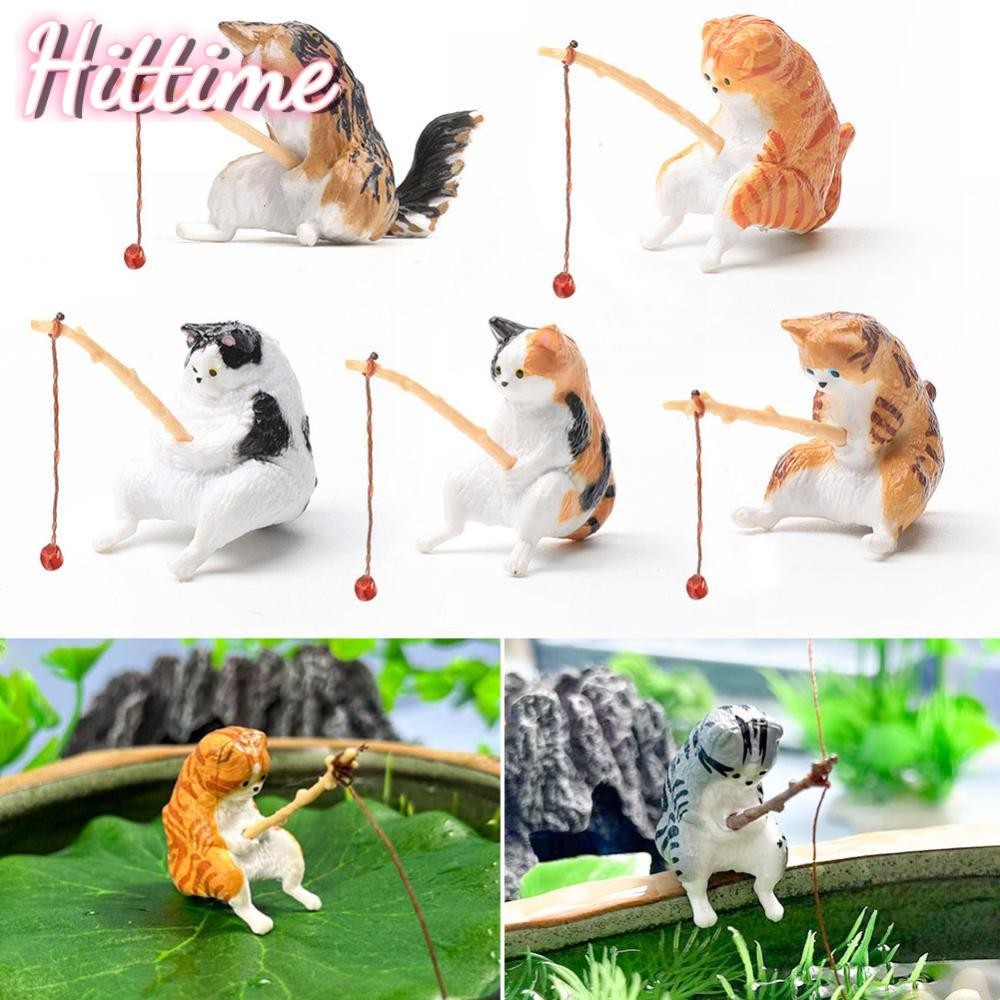 HITTIME ตกปลาแมว Aquariums ตกแต่งถังปลา Hangable ภูมิทัศน์ Aquarium แมวตกปลาเครื่องประดับ Home Aquar
