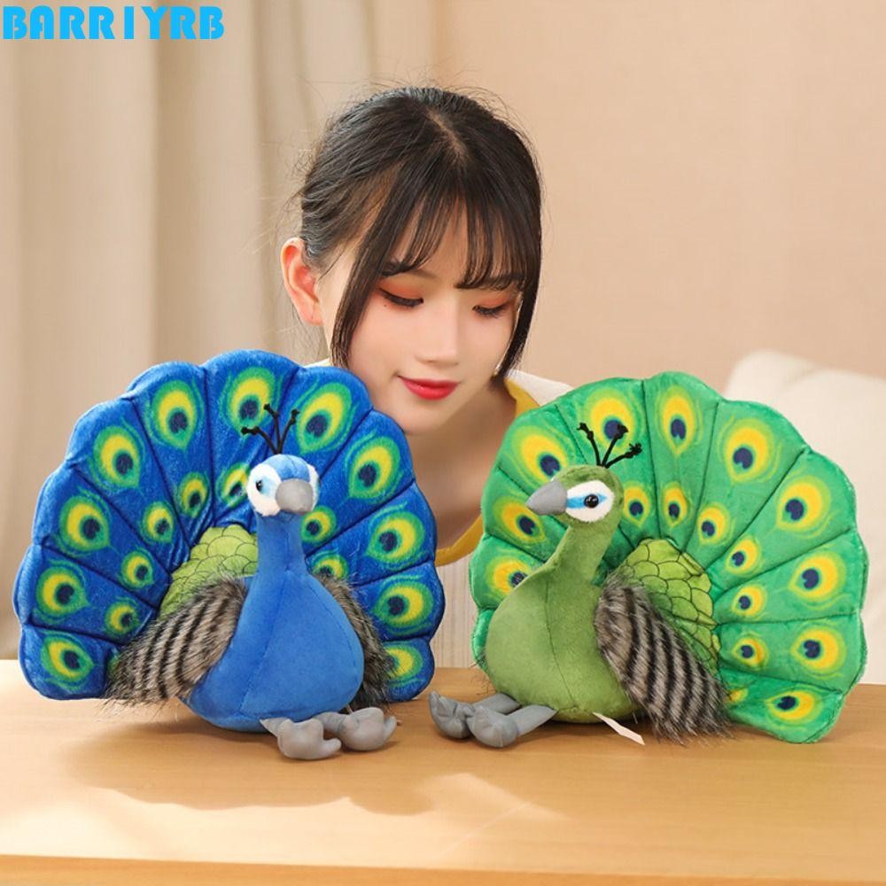 BARR1YRB ตุ๊กตานกยูง, 30 ซม.กระจายหางจําลองนกยูงของเล่นตุ๊กตา,สัตว์นุ่ม Plushie ตุ๊กตานุ่มตุ๊กตาเด็กนกยูงตุ๊กตาของเล่นตกแต่งห้อง