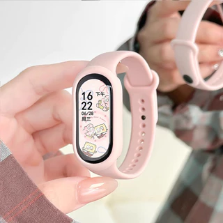 สายยางกีฬา for Xiaomi Mi Band 10/9/8 อุปกรณ์เสริมสร้อยข้อมือซิลิโคน Soft Polos Warna for Smartwatch Mi Band 10 9 8 NFC