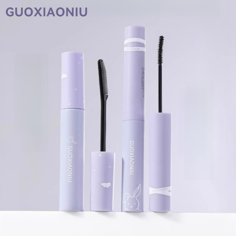 GUOXIAONIU มาสคาร่า กระต่าย มาสคาร่า ไพรเมอร์ กันน้ำ ธรรมชาติ สลิม หนา หยิก ดอกทานตะวัน