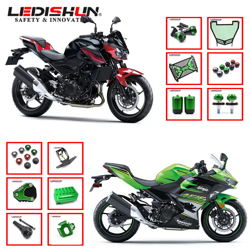 เหมาะสําหรับ Kawasaki Ninja 400 NINJA400 Z400 ดัดแปลงยางกันกระแทกถังน้ําสุทธิกรอบป้ายทะเบียนไอเสีย