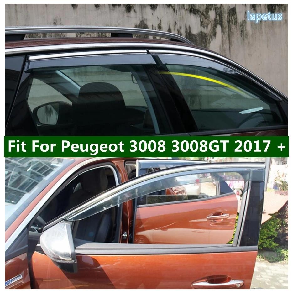 Lapetus ด้านข้างหน้าต่าง Visor ฝาครอบจัดแต่งทรงผมตกแต่ง Rain Shield 4PCS สําหรับ Peugeot 3008 3008GT