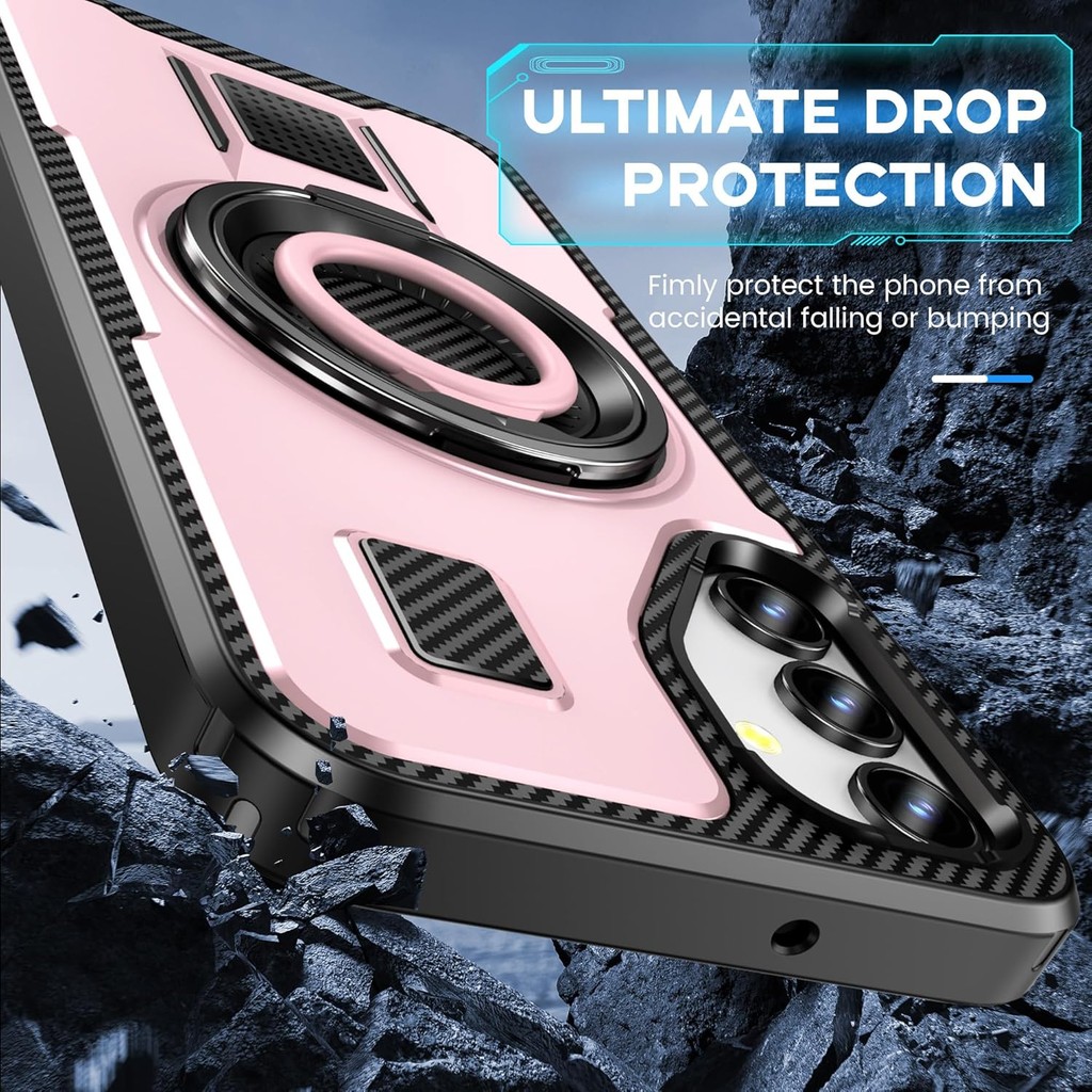 สําหรับ Samsung Galaxy A15 5G Case, [ที่มองไม่เห็นในตัว 360° Stand & Finger Ring Holder] [MIL-Grade 