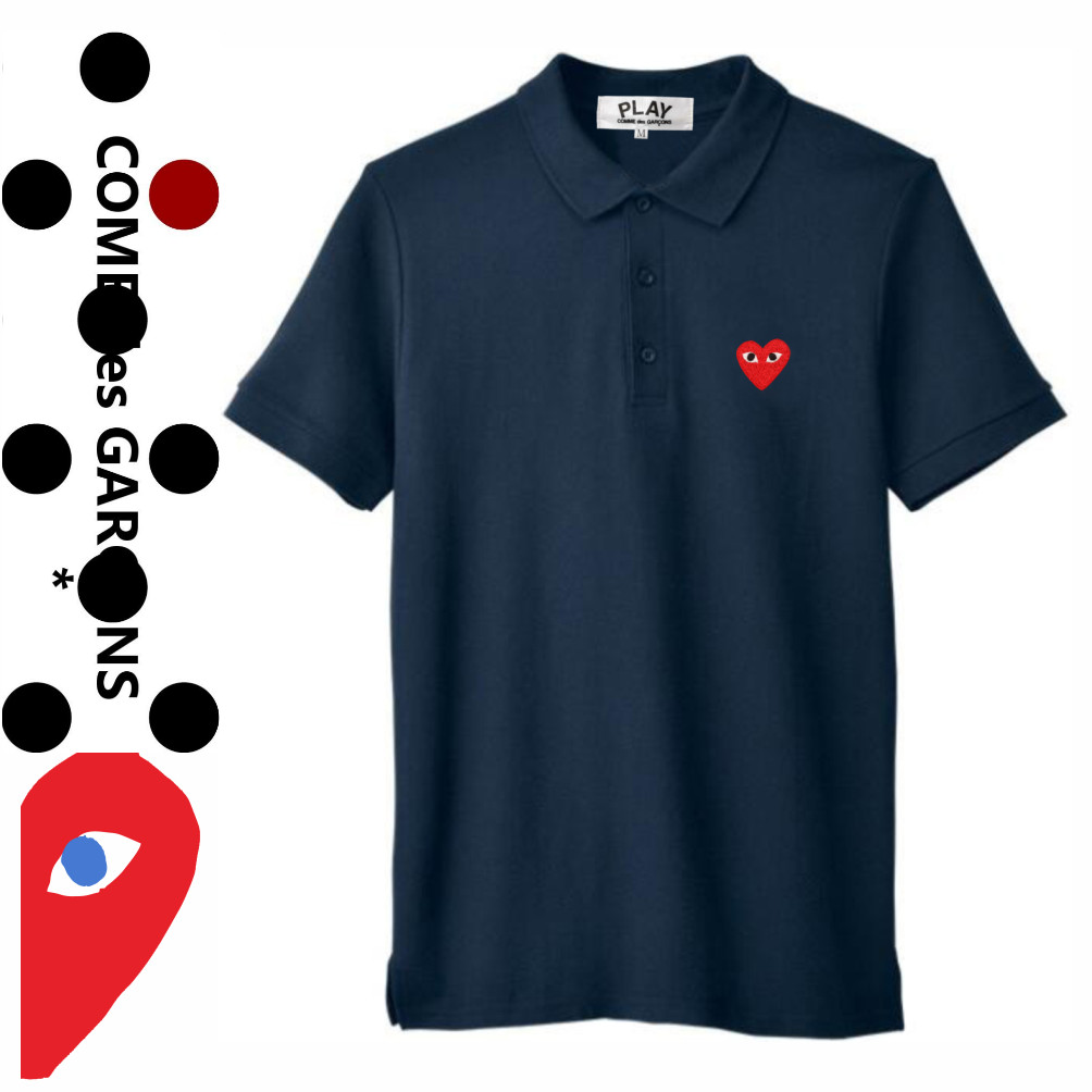 เล่นปักหัวใจออกแบบเสื้อโปโลผู้ชายผ้าฝ้ายระบายอากาศ 100% คลาสสิกพอดีธุรกิจสบายๆแขนสั้นสําหรับสวมใส่ทุกวัน