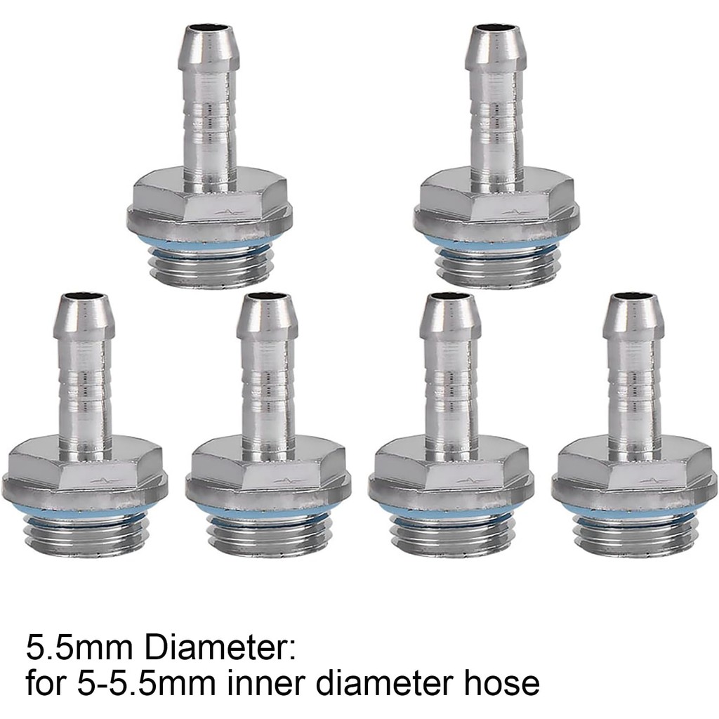 6 ชิ้น G1/4 "Barb Fitting อะแดปเตอร์, OD 6 มม.PC Water Cooling Barb FITTING 2-Touch G1/4 ด้ายนุ่มท่อ