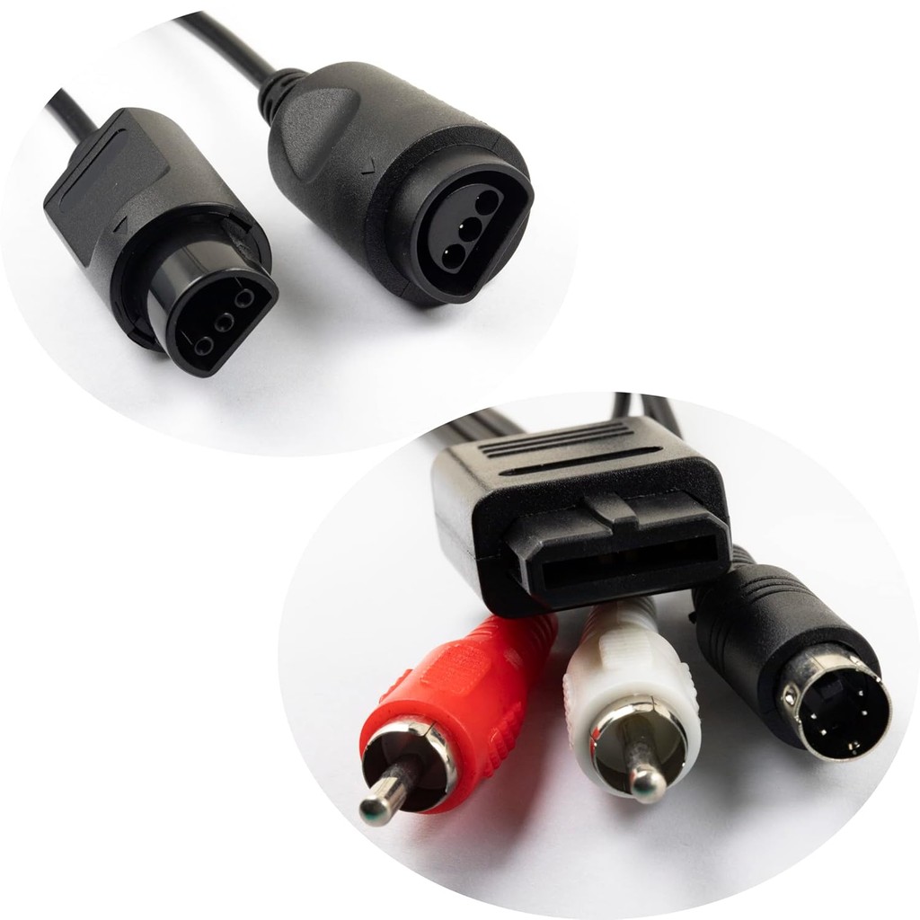 Whiteeeen Controller สายต่อและ AV Composite S-Video Cable Cord 1.8 เมตร/6FT สําหรับ N64, SFC, NGC (1