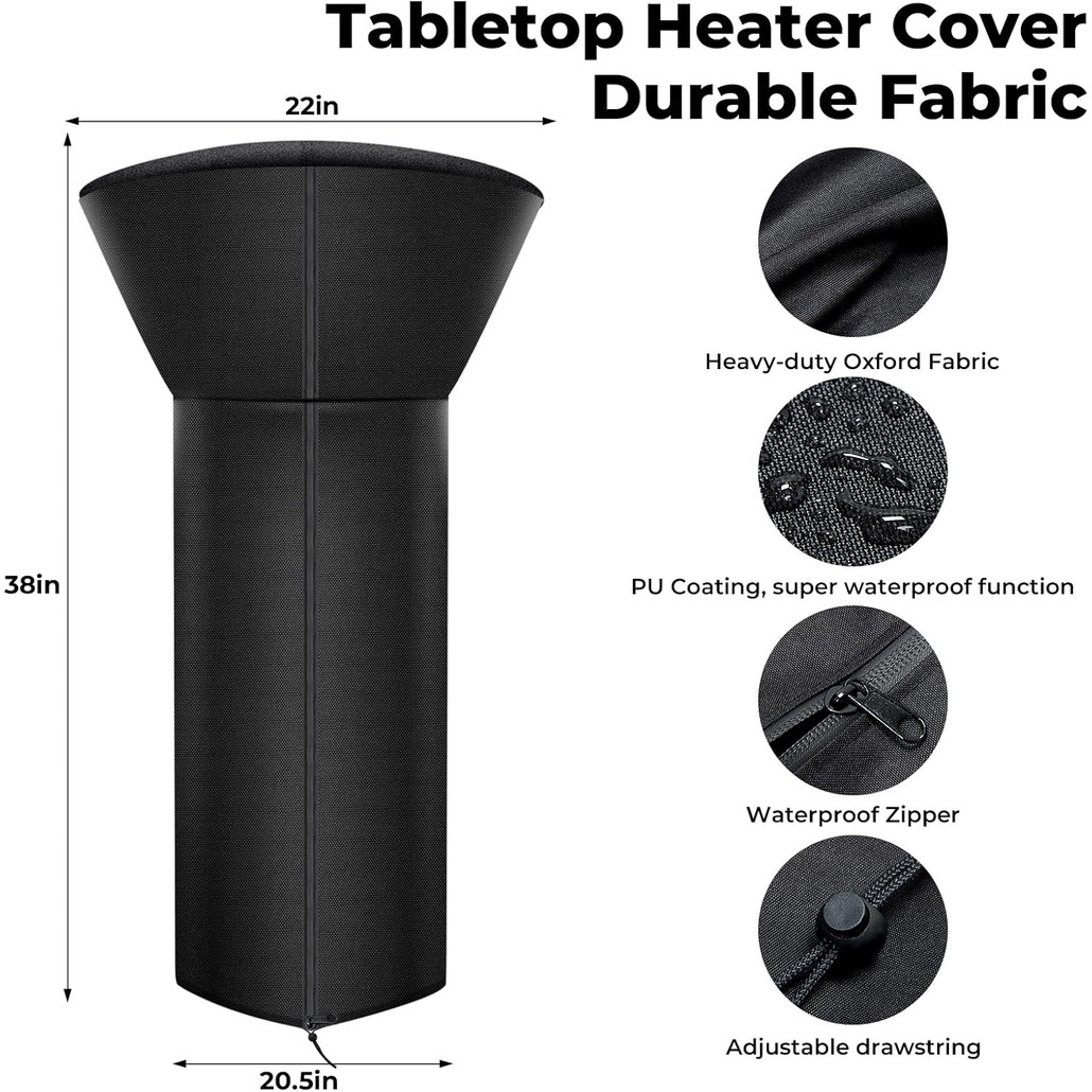 ผ้าคลุมเครื่องทำความร้อนแบบตั้งโต๊ะ Oxford ทนทาน ปกป้องจากฝน ฝุ่น หิมะ และลม มีซิปและกระเป๋าเก็บสำหร