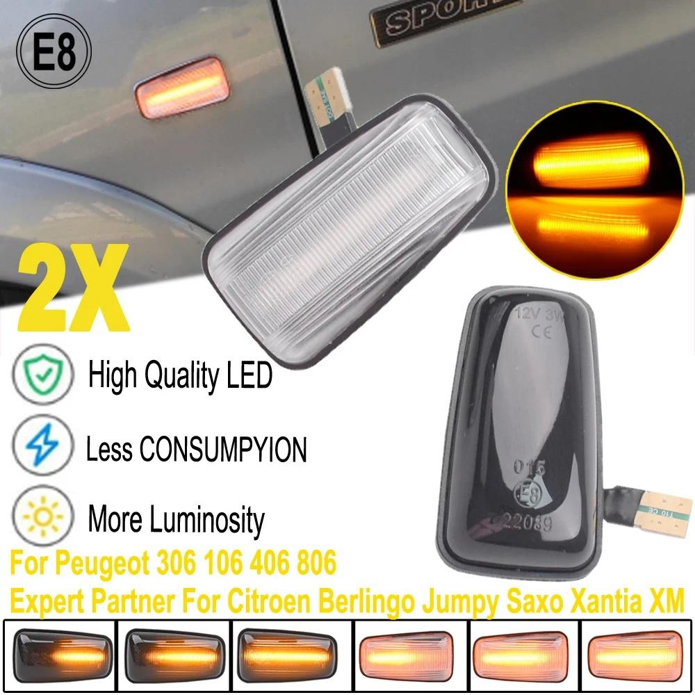 แบบไดนามิก LED ไฟเลี้ยวด้านข้างสําหรับ Peugeot 306 106 406 806 Expert Partner สําหรับ Citroen Berlin