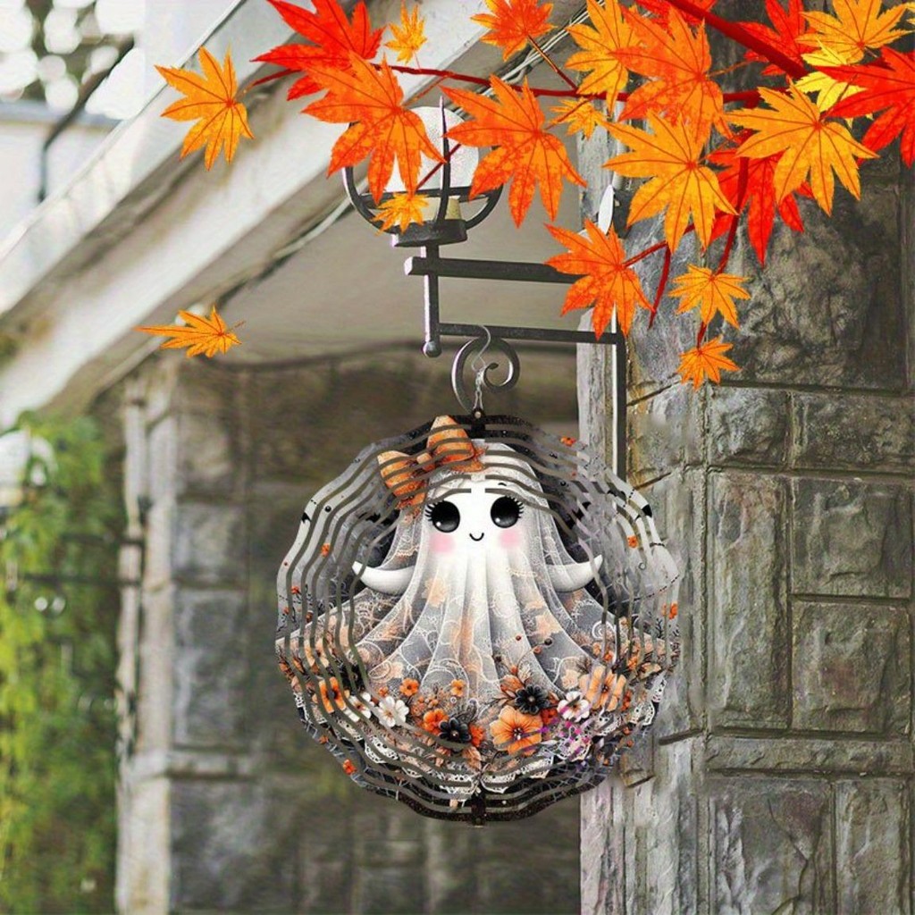 3D โลหะ Spider Web Wind Spinner Suncatcher 25.4 ซม.ที่มีสีสัน Garden ฮาโลวีนคริสต์มาสตกแต่งกลางแจ้ง