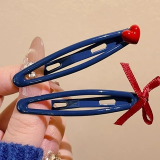 คลิปผมโบว์ลายหัวใจสีแดง สำหรับตกแต่งทรงผม BB Barrettes