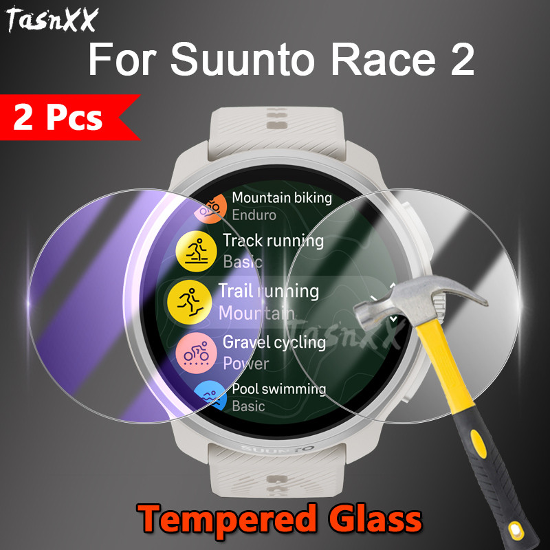 1/2/3/5 PCS สําหรับ Suunto Race 2 สมาร์ทนาฬิกา 2.5D Slim HD Clear/Anti สีม่วง 9H Tough กระจกนิรภัยป้องกันหน้าจอฟิล์ม