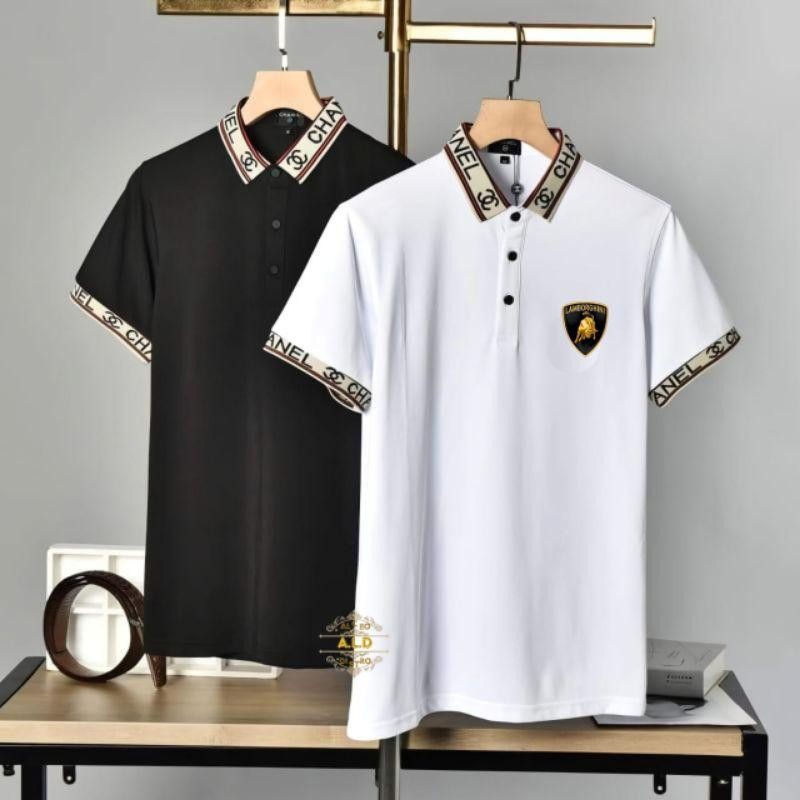 เสื้อโปโลผู้ชายแขนสั้นพร้อม L4MB0G1N1 motif/ พรีเมี่ยม distro ผู้ใหญ่ wangki เสื้อคอปก