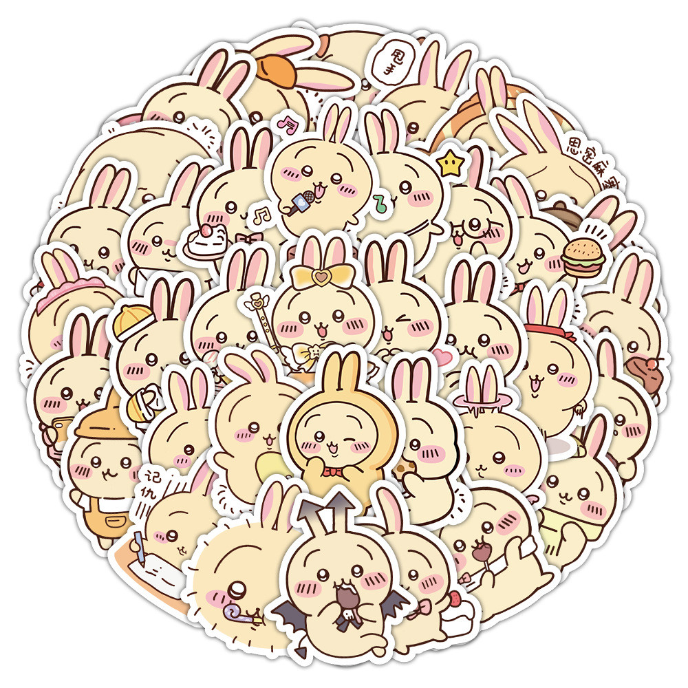 สติ๊กเกอร์กันน้ําลายการ์ตูน PET พลาสติก Usagi 50 ชิ้น