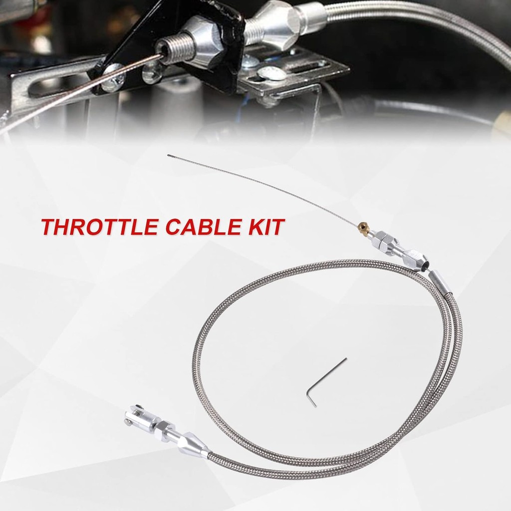 36" ชุดสายคันเร่งถักสแตนเลสเข้ากันได้กับ 97-07 Chevrolet/Chevy LS1 เครื่องยนต์ 4.8L 5.3L 5.7L 6.0L ช