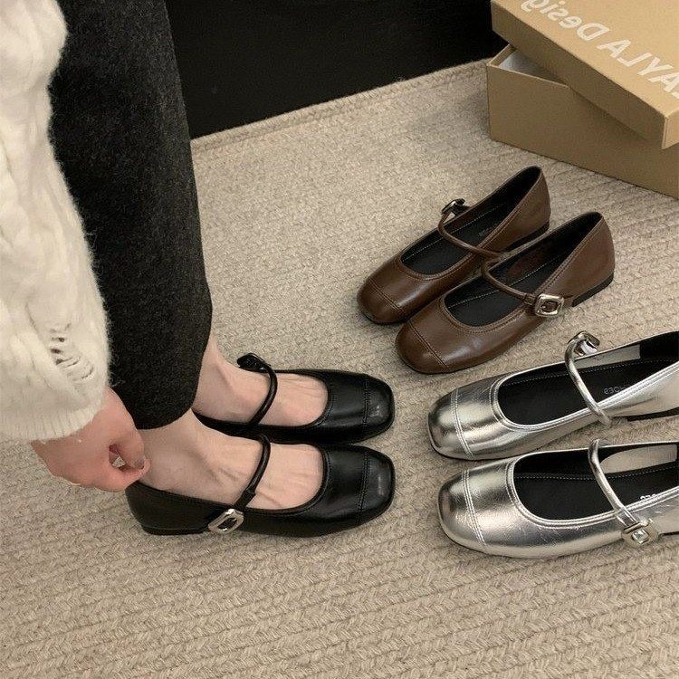 ✨รองเท้าแบนสำหรับผู้หญิง สแควร์ Toe สะดวกสบาย รองเท้าโรงเรียน
