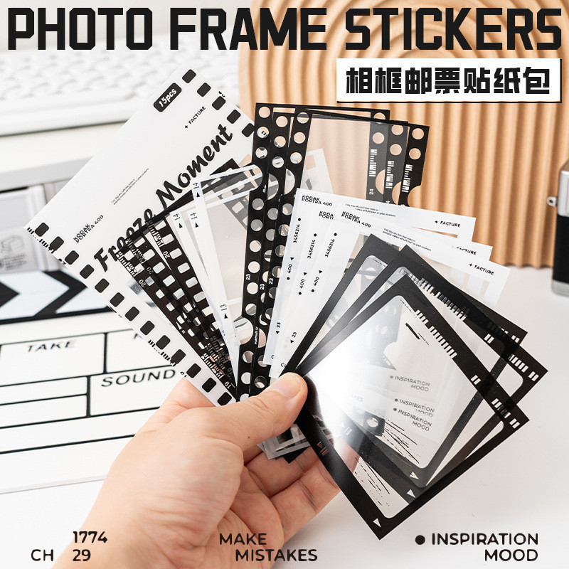 ลดราคา Retro Film Photo Frame Sticker Pack Creative High-Appearance Polaroid Photo Frame Stickers Tr