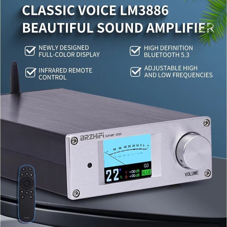 BREEZE SUPAMP3886 การออกแบบคลาสสิก US National Half LM3886 Core Fever HiFi High Power Bluetooth 5.3 