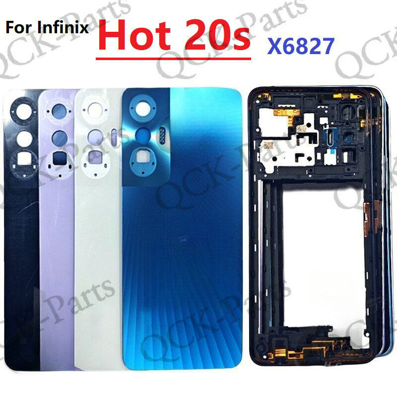 สําหรับ Infinix Hot 20s X6827 ฝาหลังแบตเตอรี่ด้านหลังเคสประตู + เปลี่ยนกรอบกลาง