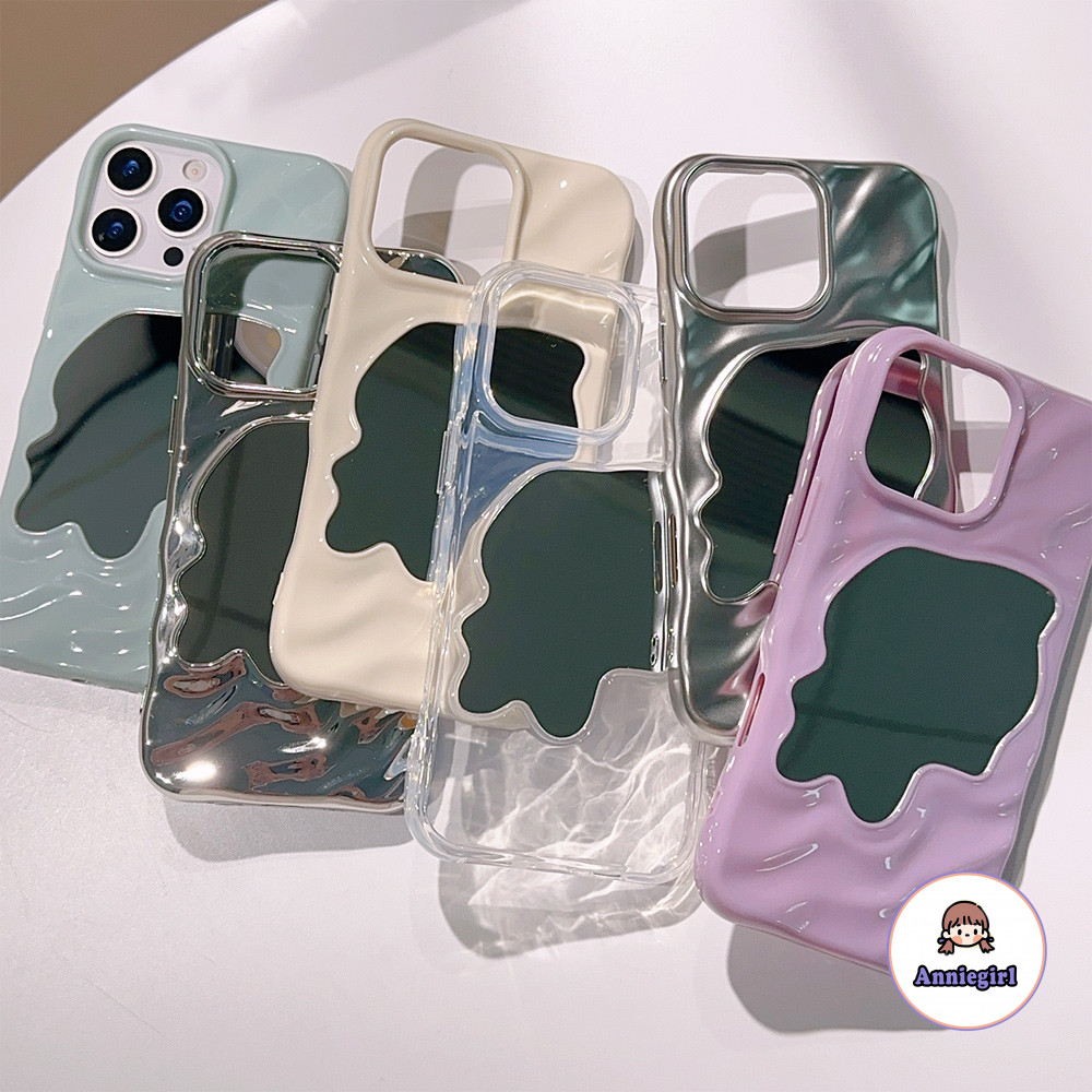 INS กระจกไม่สม่ําเสมอหยัก Ripple เคสโทรศัพท์สําหรับ Iphone 17 16 15 14 Pro Max Anti-Scratch กันกระแทกโทรศัพท์ปกหลัง