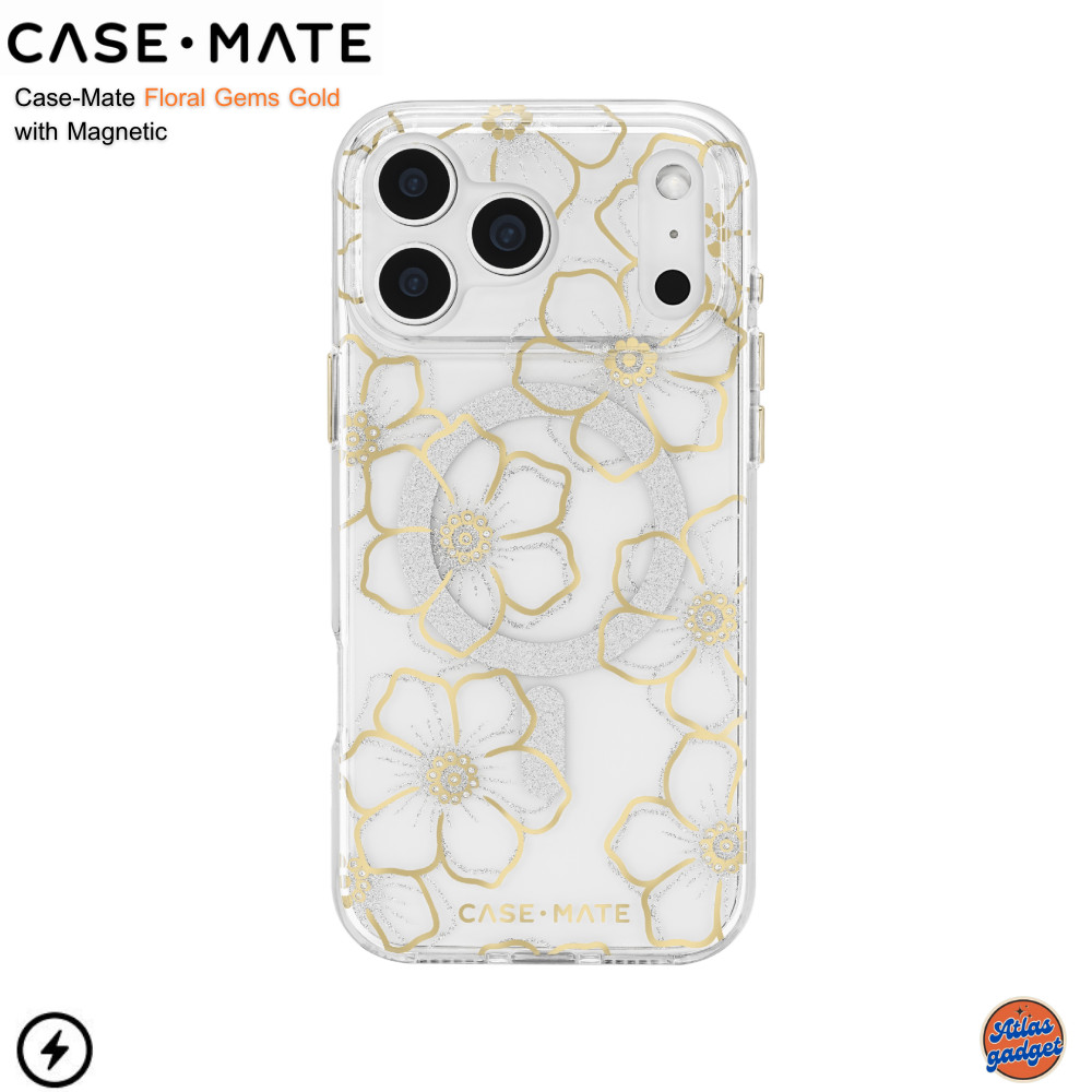 Case-Mate Floral Gems Gold with Magnetic - เคสมือถือ iPhone 17 Pro / 17 Pro Max