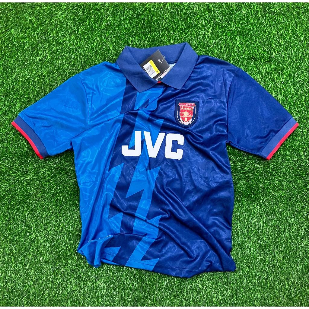 (RETRO) RETRO VINTAGE ARSENAL AWAY JERSEY BLUE JVC 1995 เกรด AAA CLASSIC