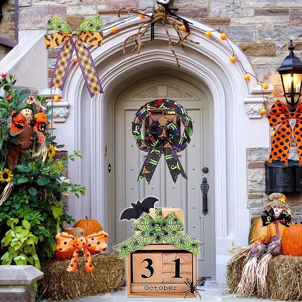 ZHAOX 5Yards งานฝีมือเย็บผ้า DIY, ริบบิ้นฟักทองแมงมุม, แฟชั่น Dot พิมพ์ 5Yards Handmade ริบบิ้นห่อขอ