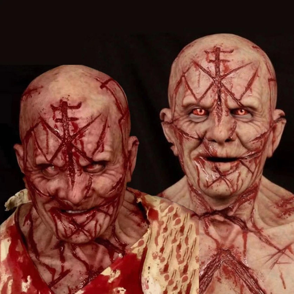 Halloween Scary Mask Bloody Scar Devil Mask Realistic Latex Full Head Mask Horror Demon Mask