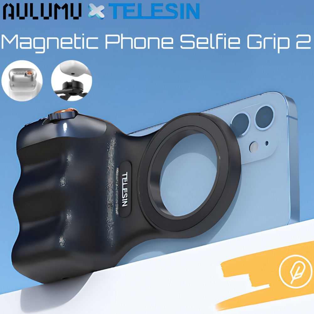 TELESIN Fun Shot Magnetic Phone Selfie Grip 2,ที่จับกล้อง,เติมแสง,อุปกรณ์เสริมขา