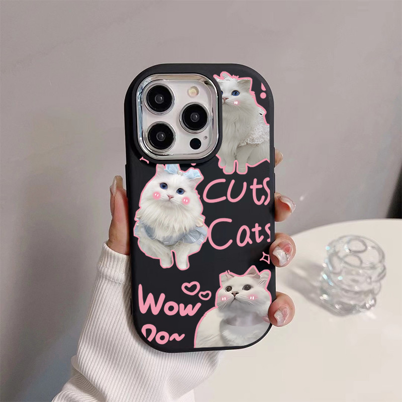 สินค้าใหม่ขายดี ขายดีในเว็บไซต์เกาหลี  ภาพวาดแมวสีดำสำหรับ iphone เคสไอโฟน 13 12 11 PRO MAX 14 15 16X XS MAX XR 7/8PLUS ราคา ถูกที่สุด ดีลบีเคเค แกลเลอรีภาพที่ 5