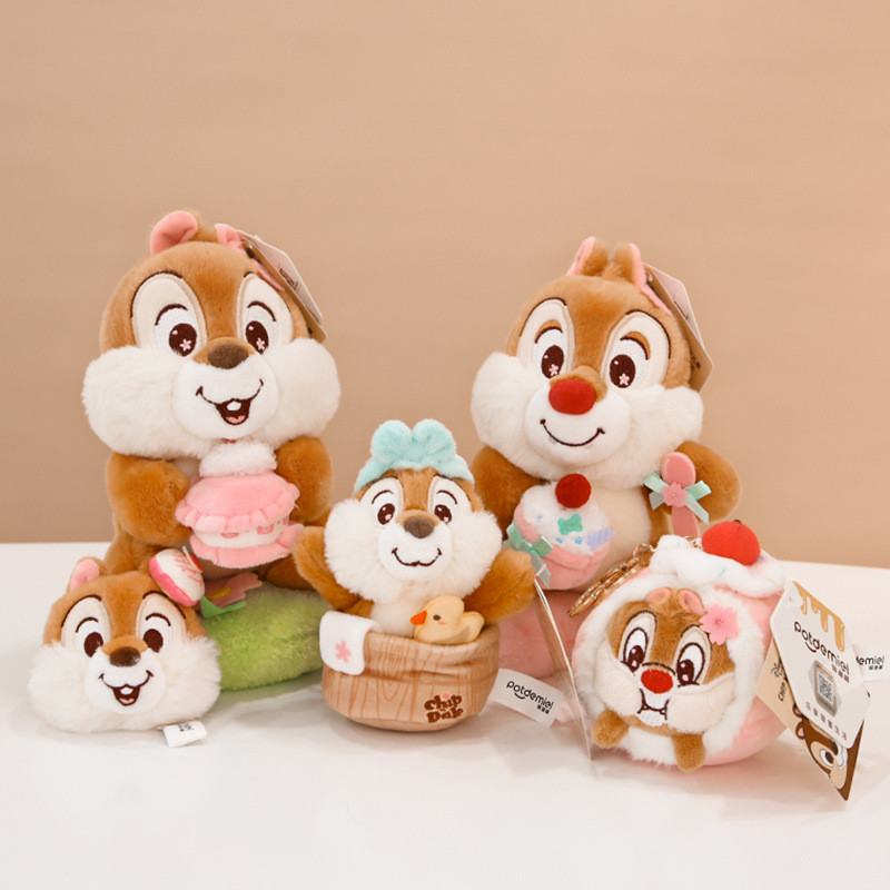 พร้อมสต็อก Disney ของแท้ที่ได้รับอนุญาตชิป n Titi Spring Cherry Blossom Series ตุ๊กตาตุ๊กตาจี้กระเป๋าใส่เหรียญพวงกุญแจ Han