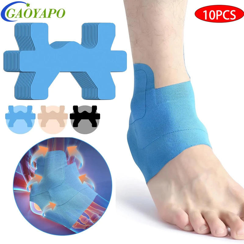 10PCS Kinesiology Tape for Ankle,Ankle Tape Precut,Cotton Waterproof & Breathable,Enhance Elastic At