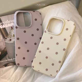 รวมทุกอย่างเคสโทรศัพท์ป้องกันลายจุดสีม่วงและสีขาวแบบเต็มหน้าจอเหมาะสําหรับ ทีพียู สําหรับ แอปเปิล ไอโฟน12 13 14 15 16 17มือโปร สูงสุด