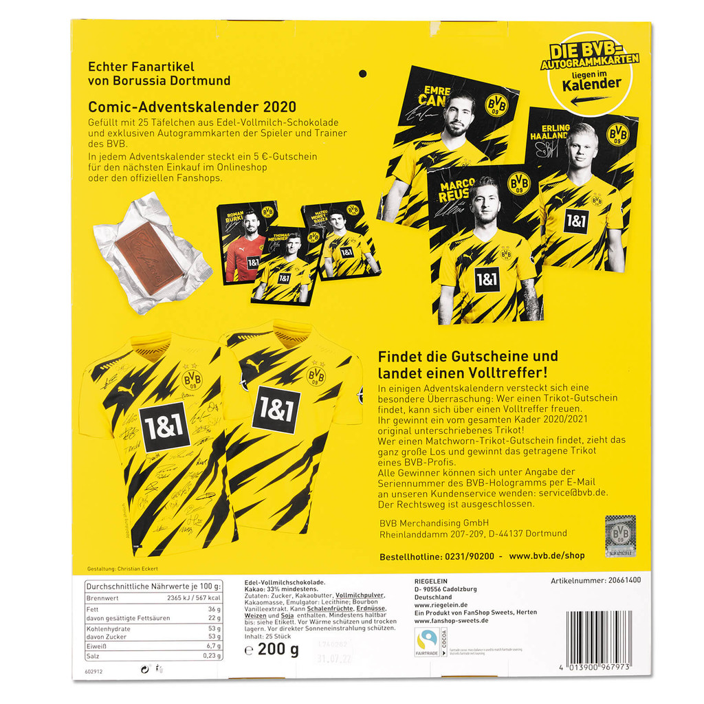 การจัดซื้อเยอรมัน Dejia Dotermond 2020/21 ฤดูกาลเกมปฏิทินคริสต์มาสของแท้การ์ตูน Lucky Draw Player Ca