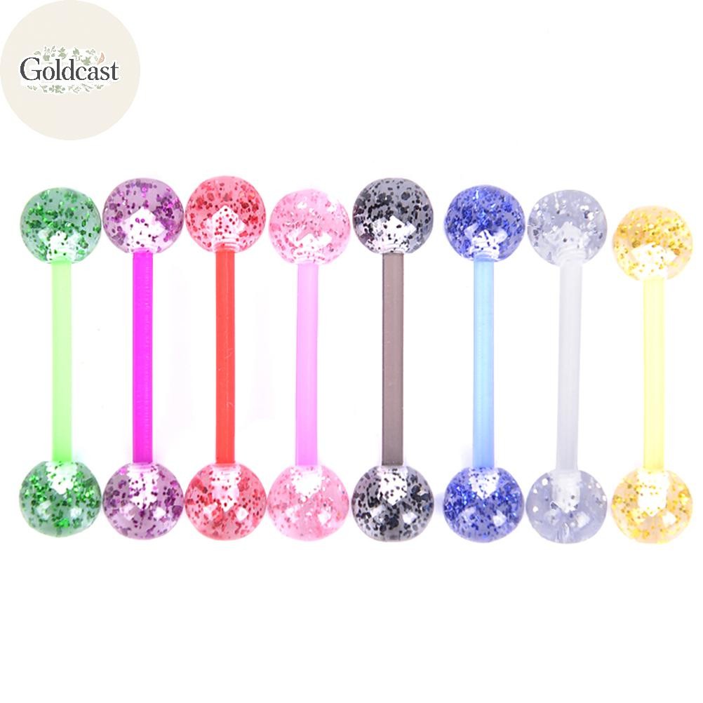 เซ็ตเครื่องประดับ 8 พิ้นส์ สีสัน Glitter อะคริลิค พร้อม Barbell และ Ball Ring